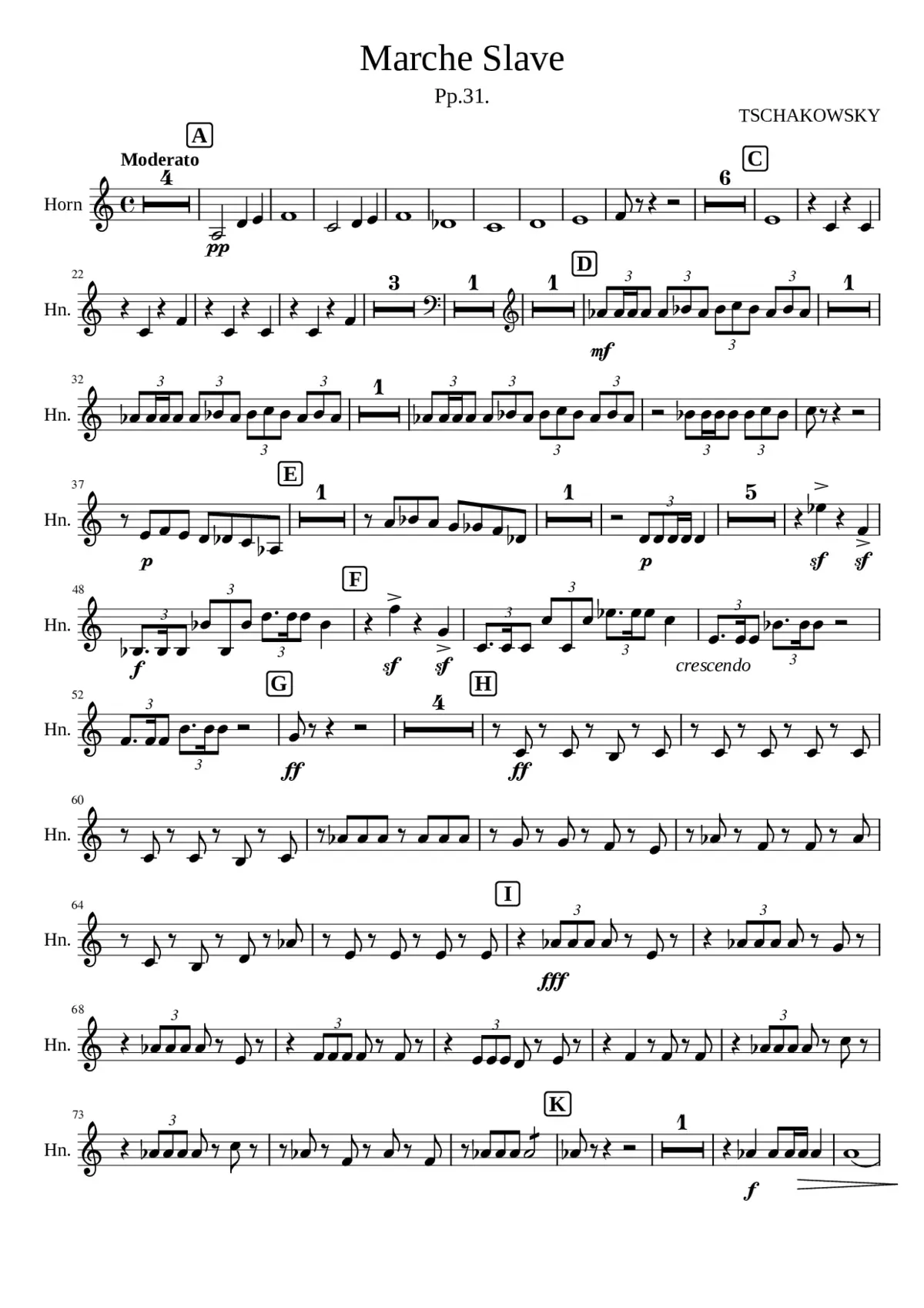 Marche Slave Pp.31 III corno - Page 1