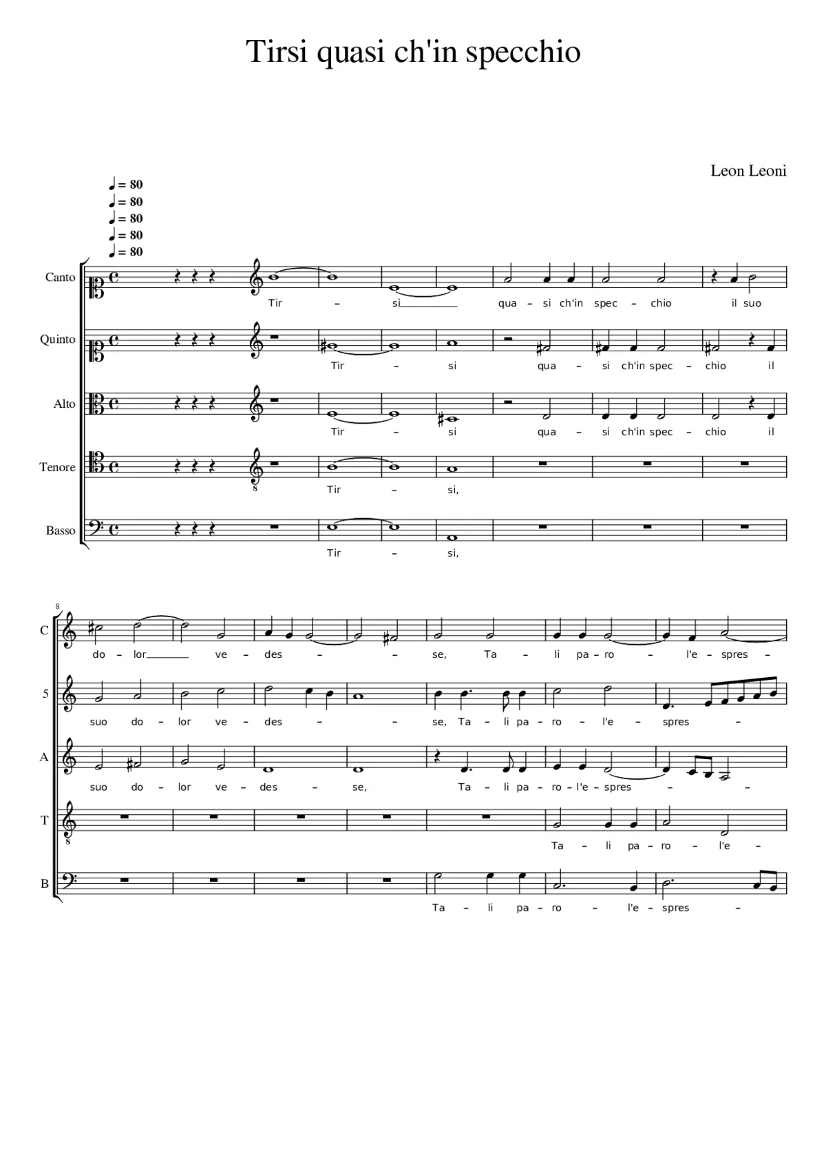 Tirsi quasi ch'in specchio - Page 1