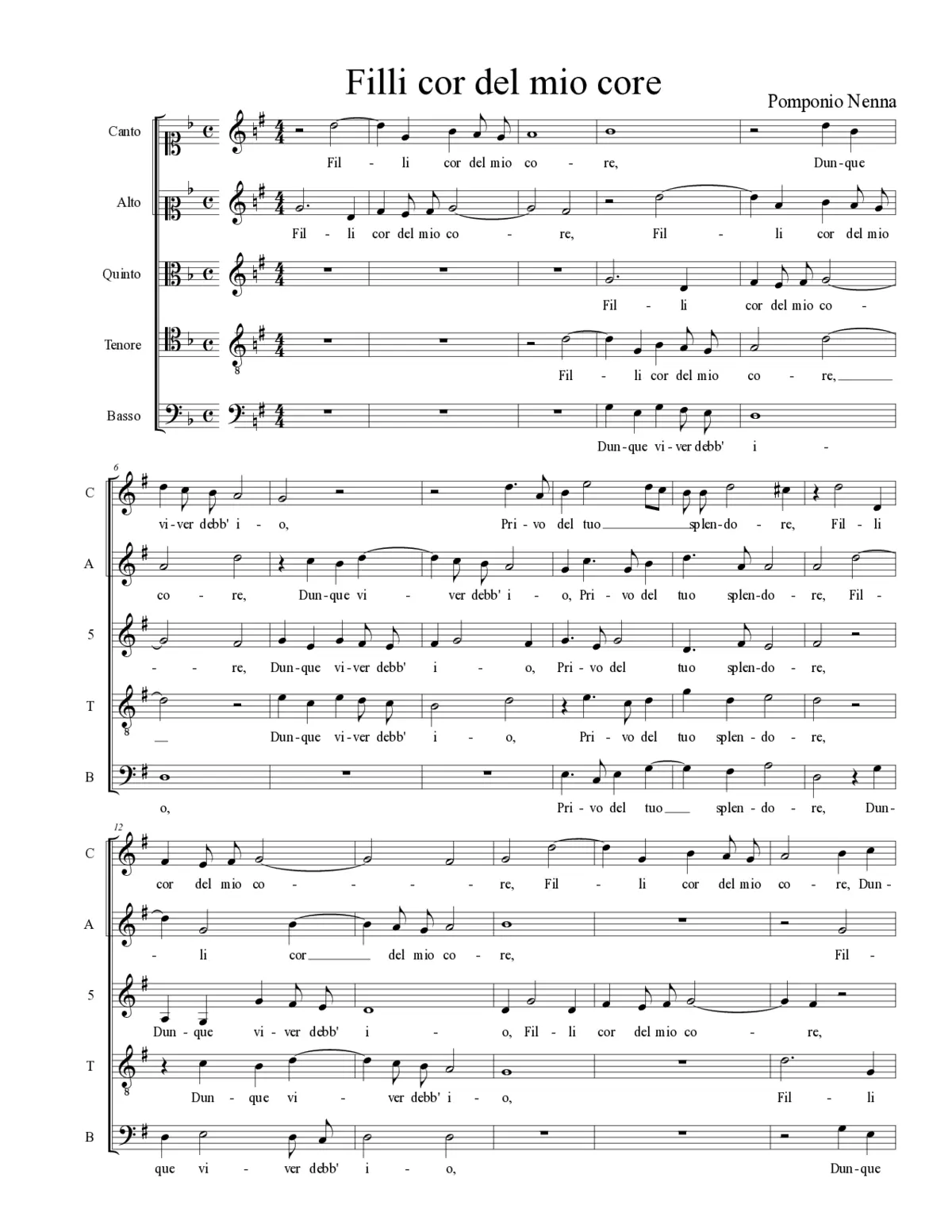 Filli cor del mio core - Page 1
