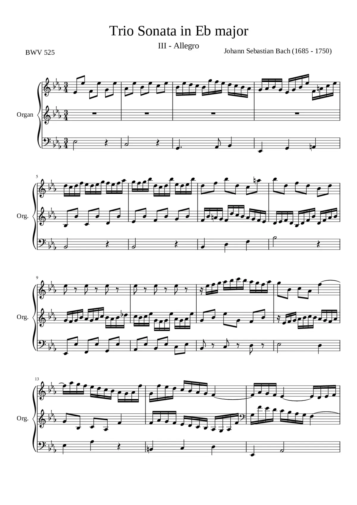 Organ Sonata No.1 in E-flat major BWV 525 - Page 1