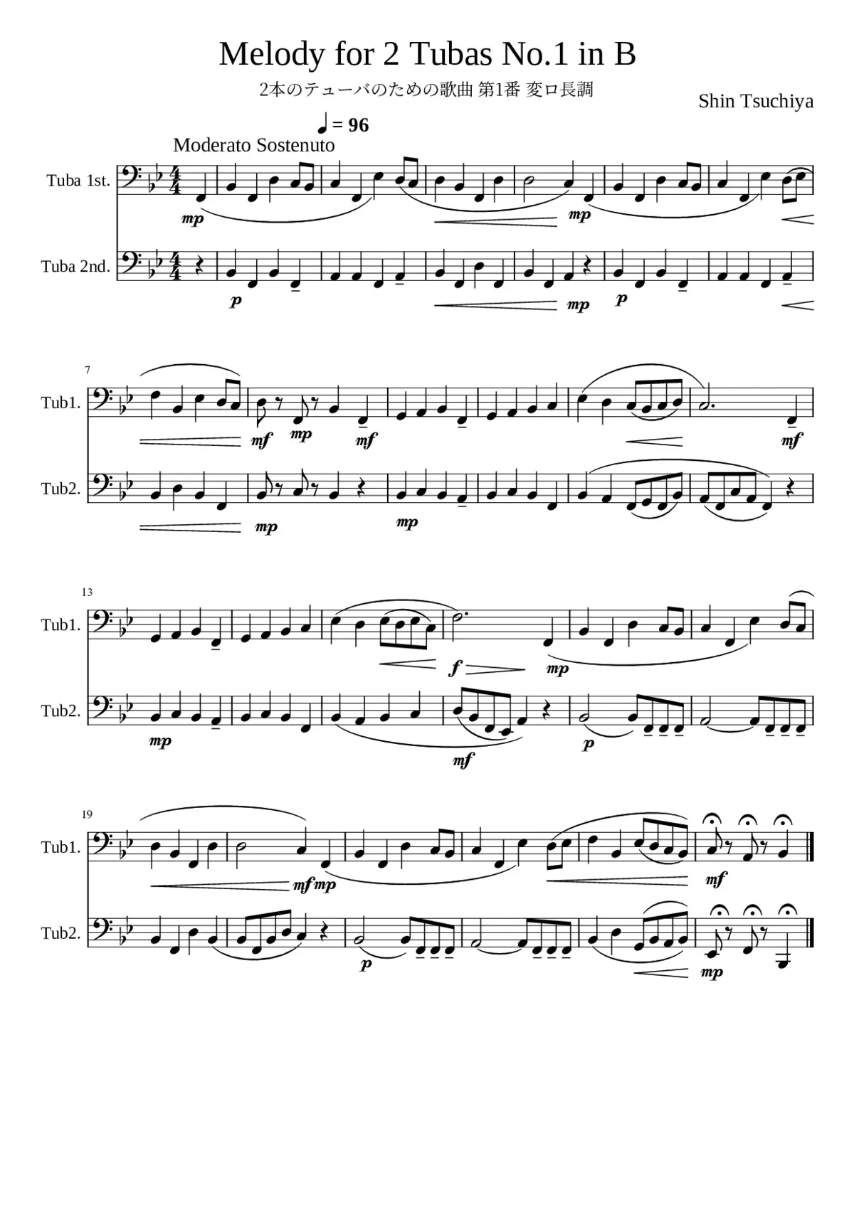 Melody for 2Tubas No.1 in B - Page 1