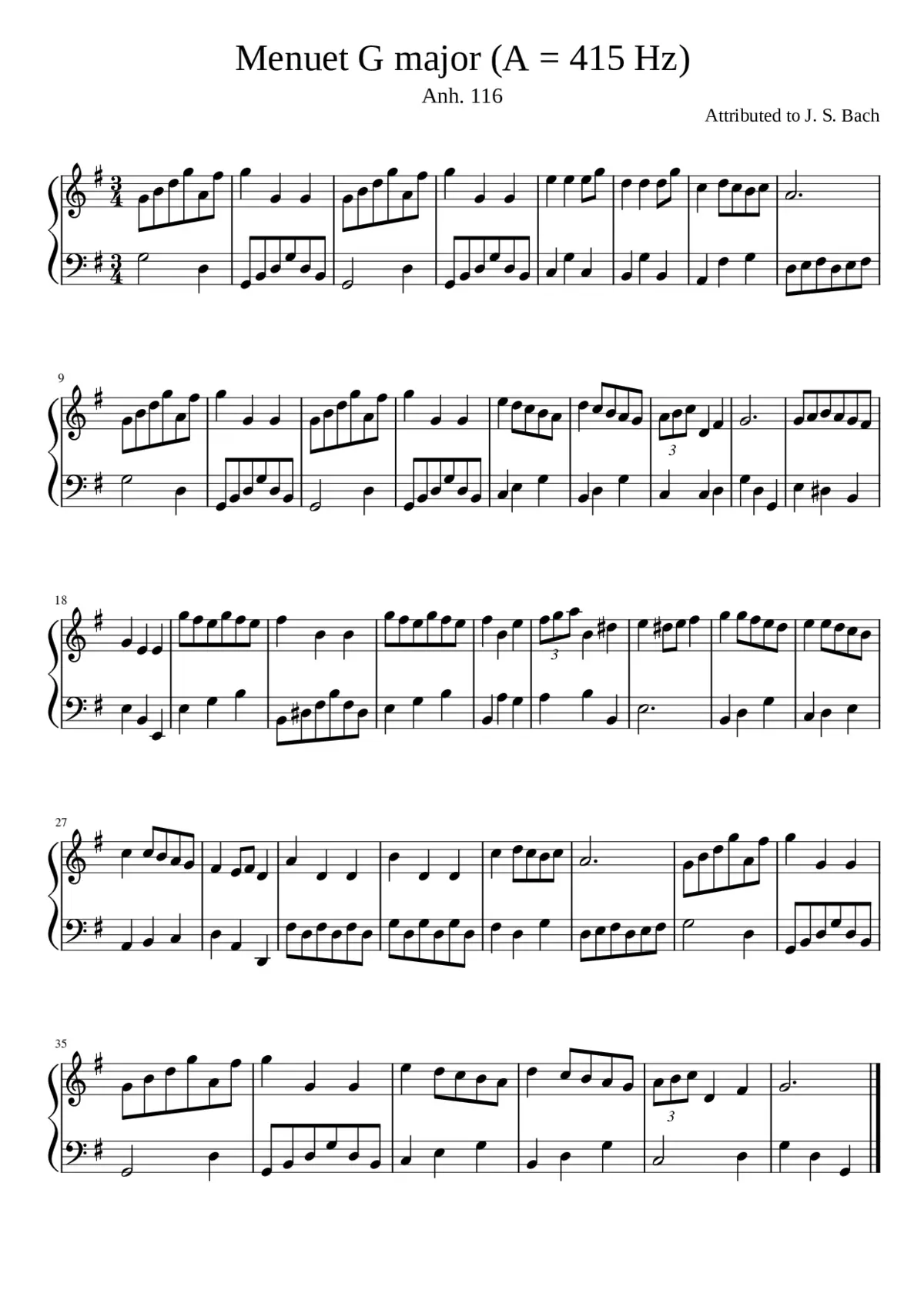 3 Minuets BWV 841-843 - Page 1