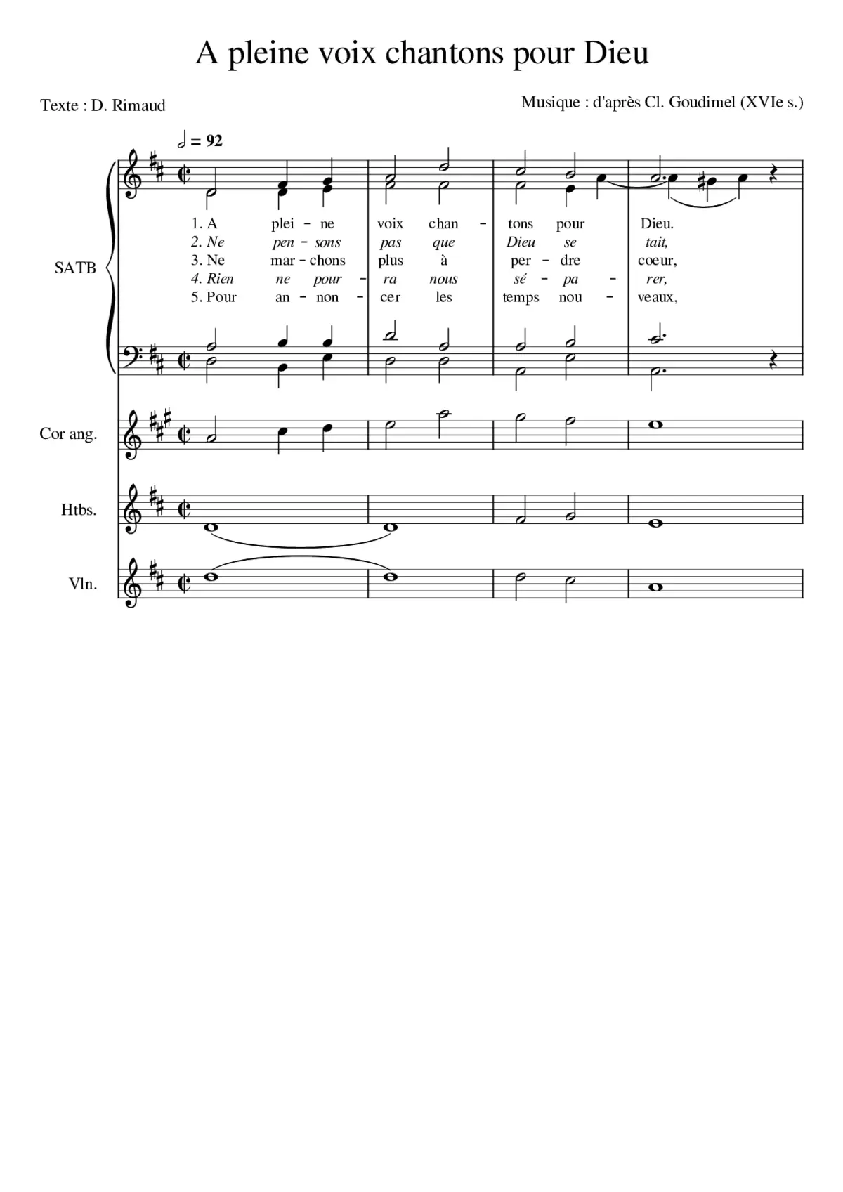 A pleine voix chantons pour Dieu - Page 1