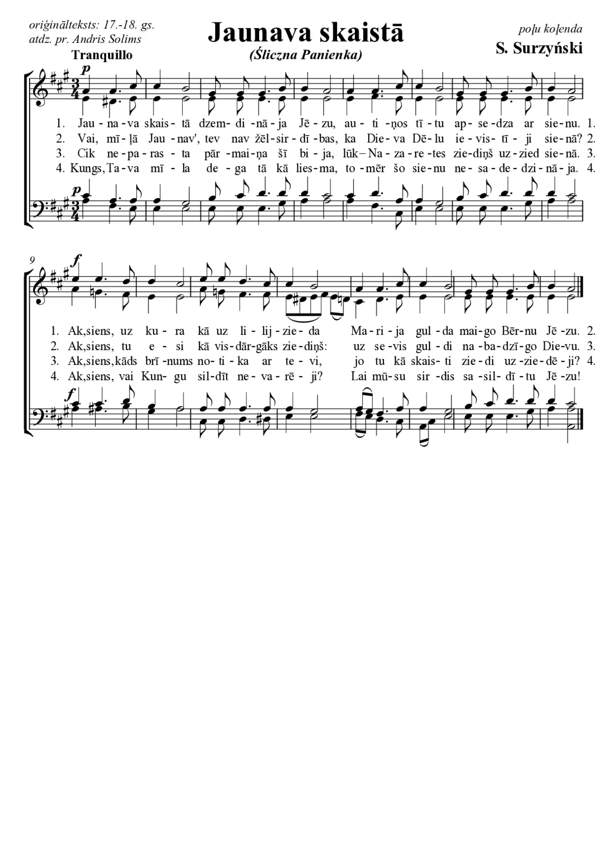 Jaunava skaistā (Śliczna Panienka) - Page 1