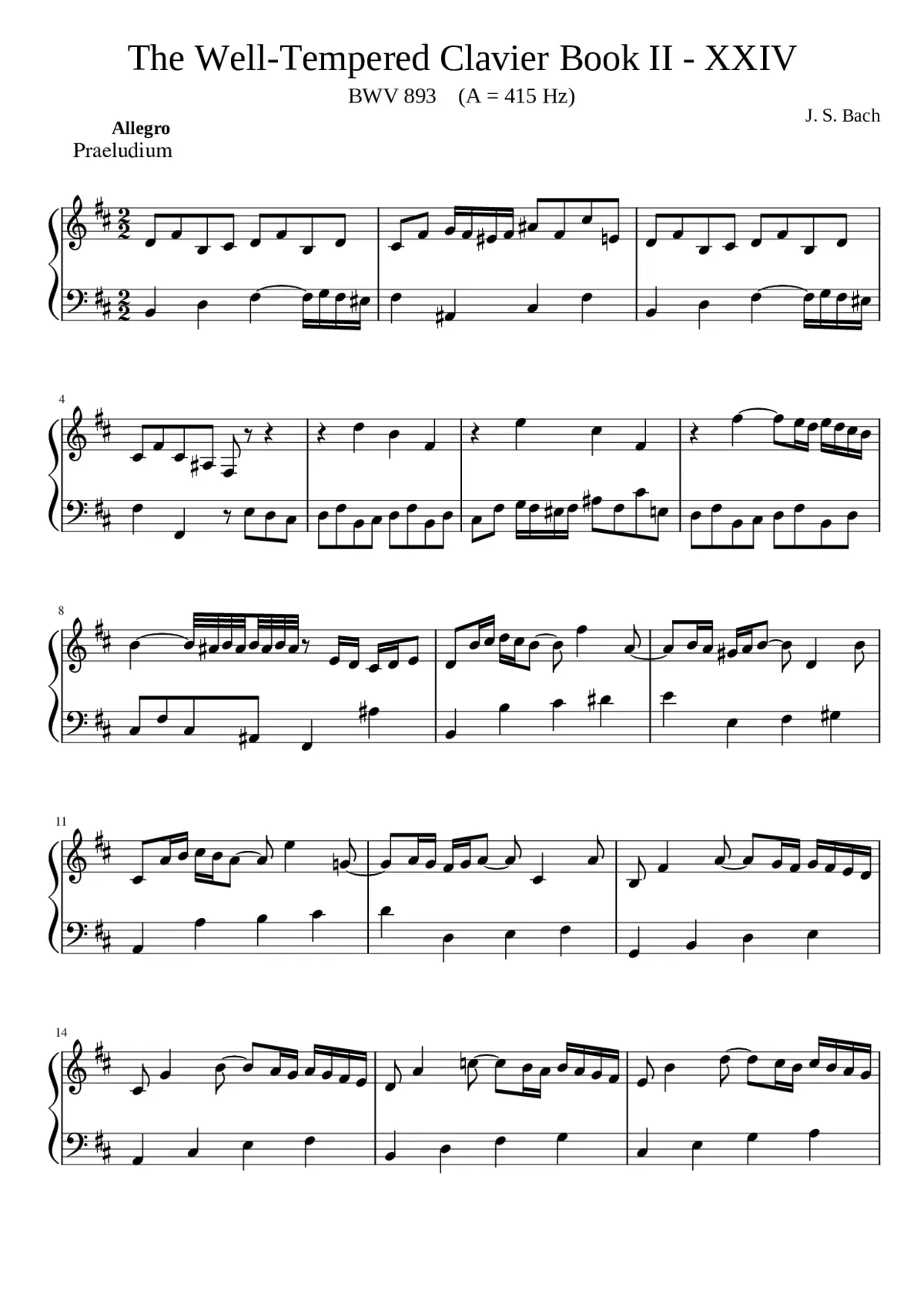 Prelude and Fugue in B minor BWV 893 - Page 1