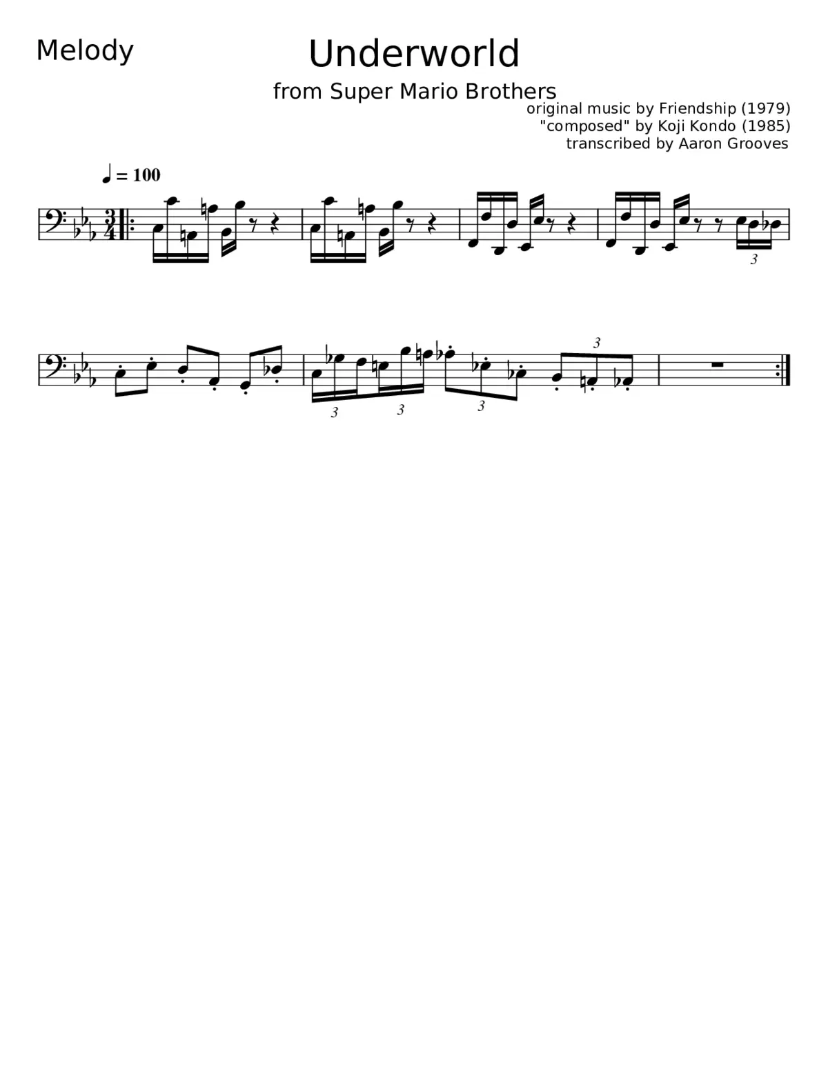 Super Mario Bros (1985) Underworld Theme - Page 1