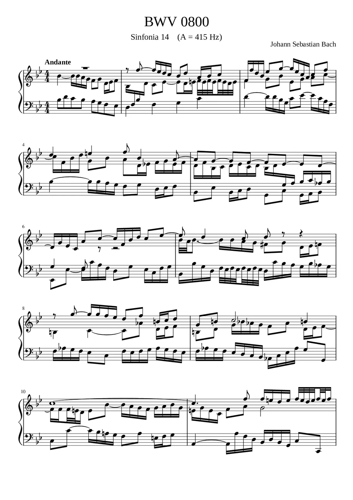 Sinfonia in B-flat major BWV 800 - Page 1