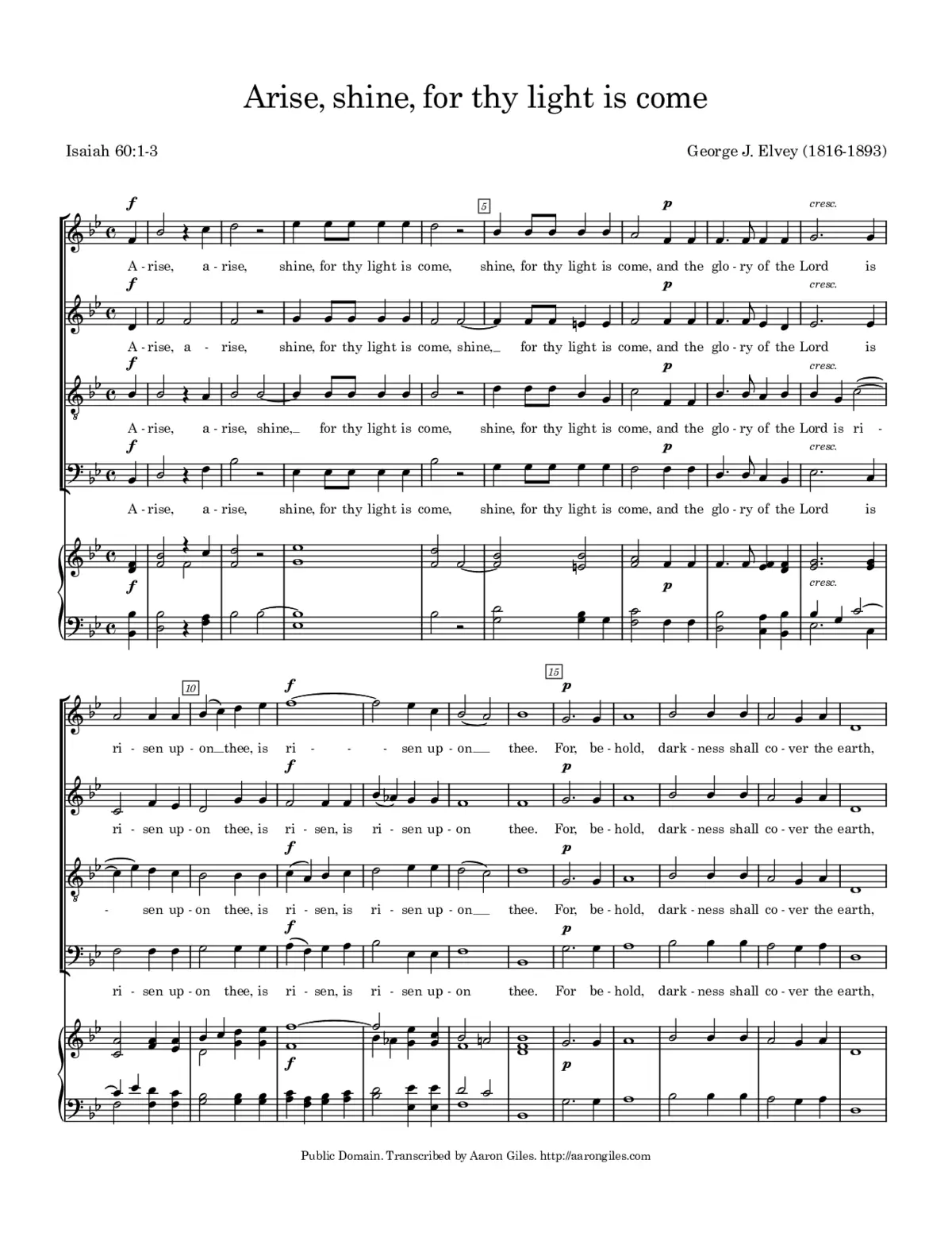 Arise, shine, for thy light is come - Page 1
