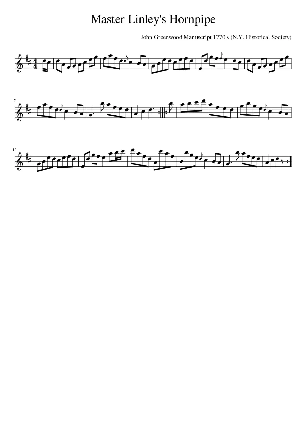 Master Linley's Hornpipe - Page 1