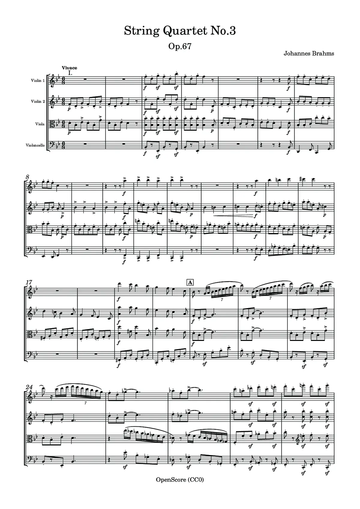 String Quartet No.3, Op.67 - Page 1