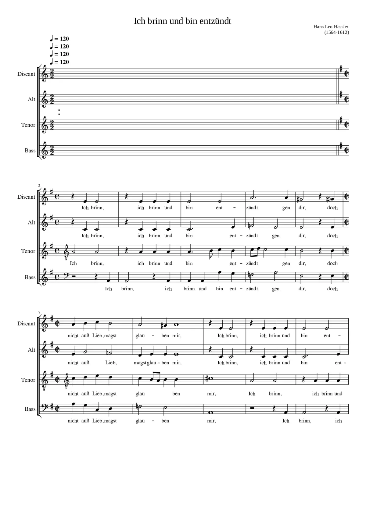 Ich brinn und bin entzündt - Brinn und zürne nur immerfort - Page 1