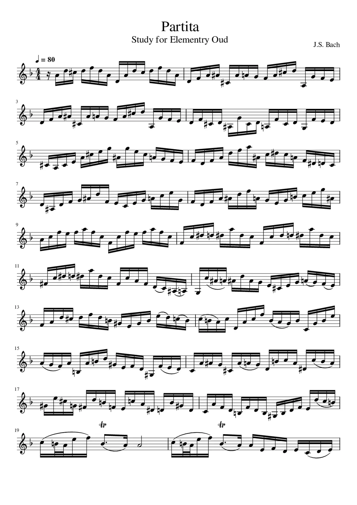 Partita Study for Elementry Oud - Page 1