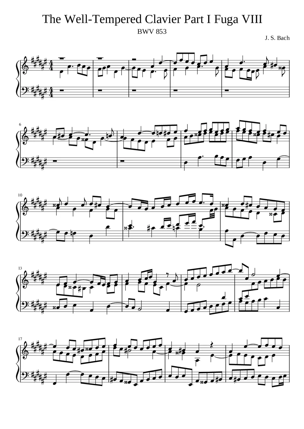 Prelude in E-flat minor and Fugue in D-sharp minor BWV 853 - Page 1