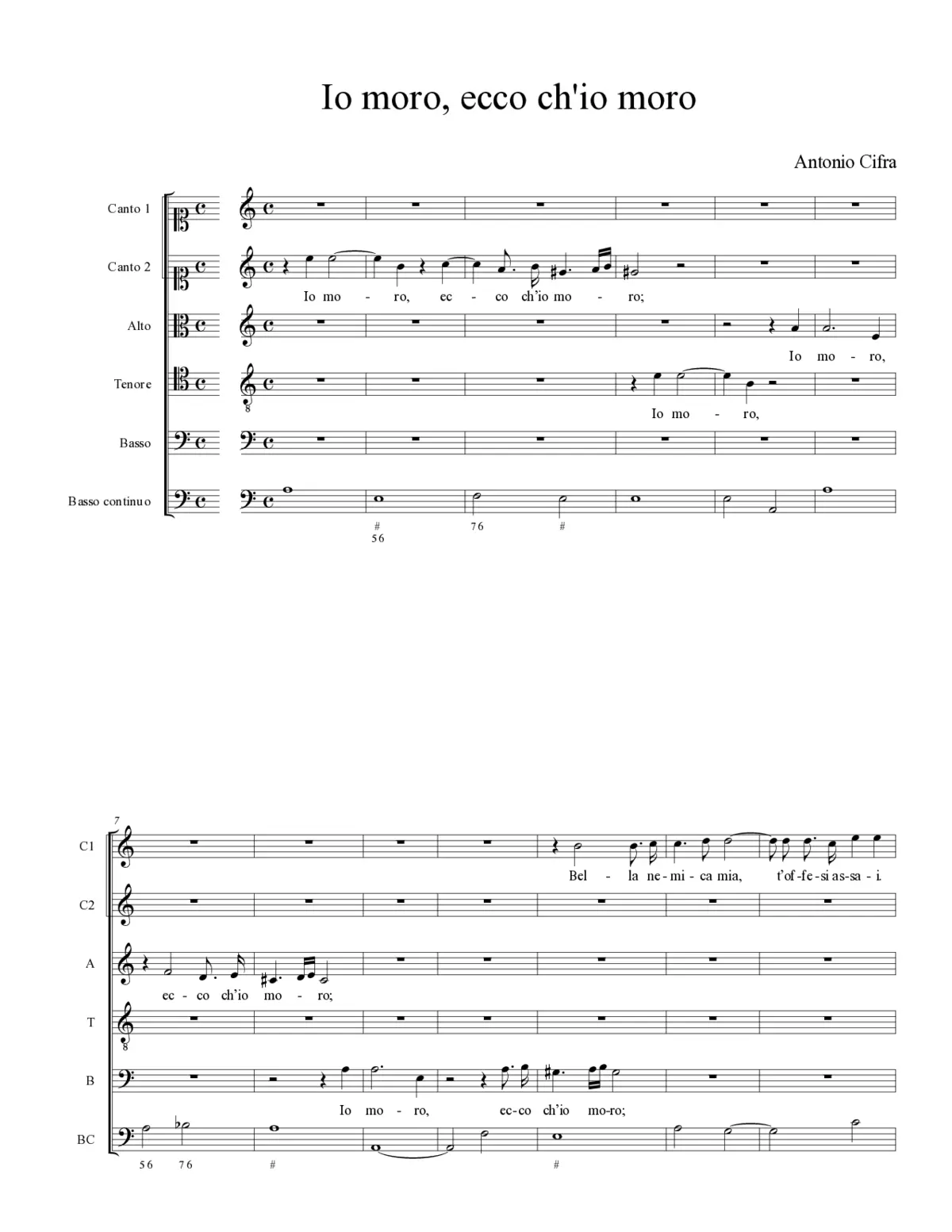 Io moro, ecco ch'io moro - Page 1