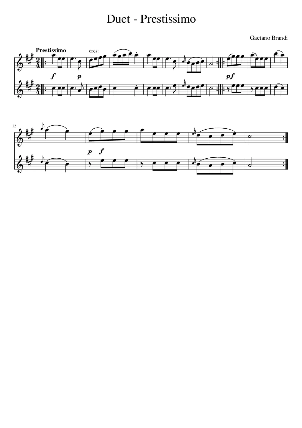 Duet - Prestissimo - Page 1