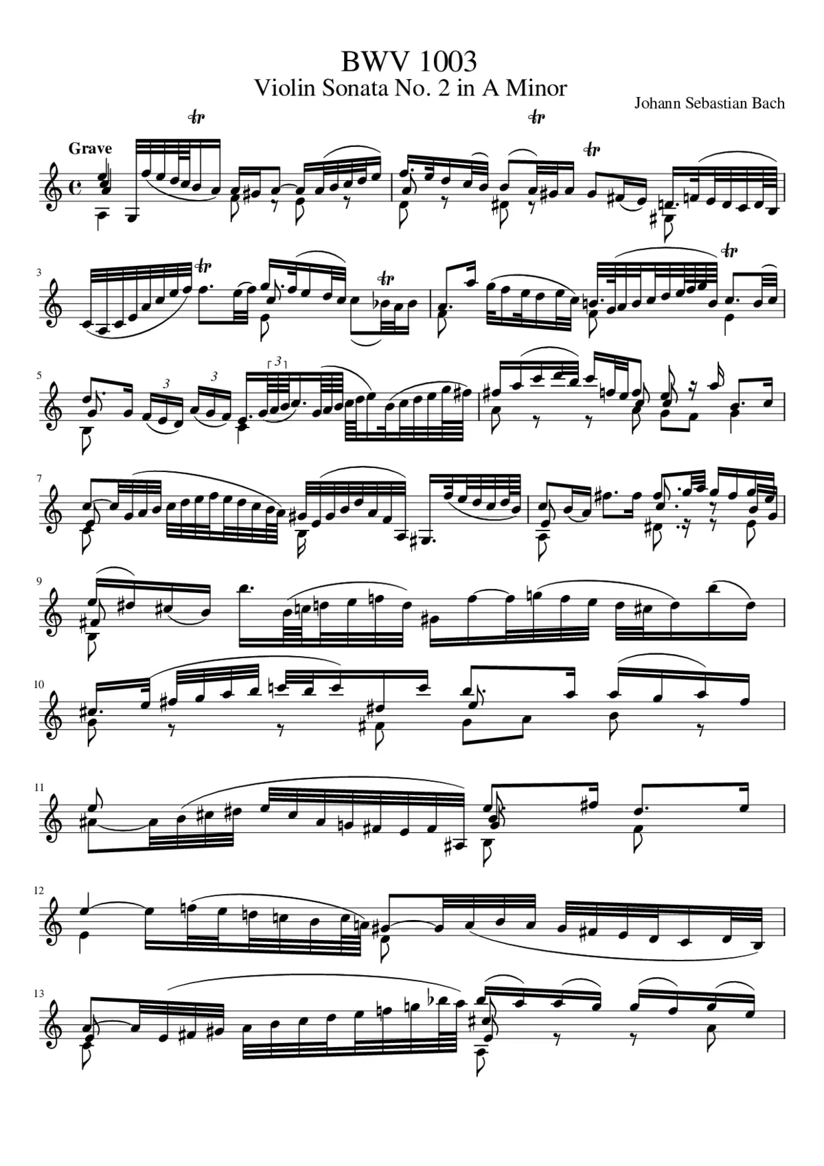 Violin Sonata No.2 in A minor BWV 1003 - Page 1