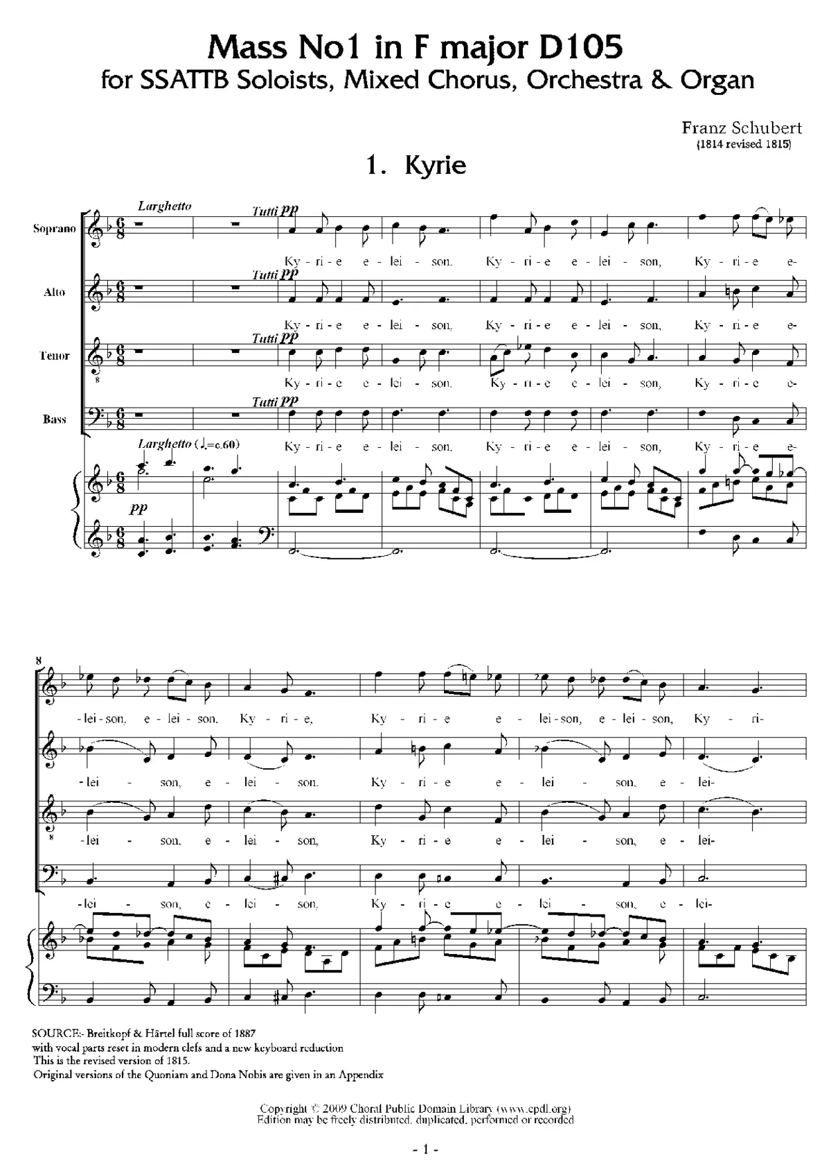 Mass No. 1 in F major, D105 - Page 1