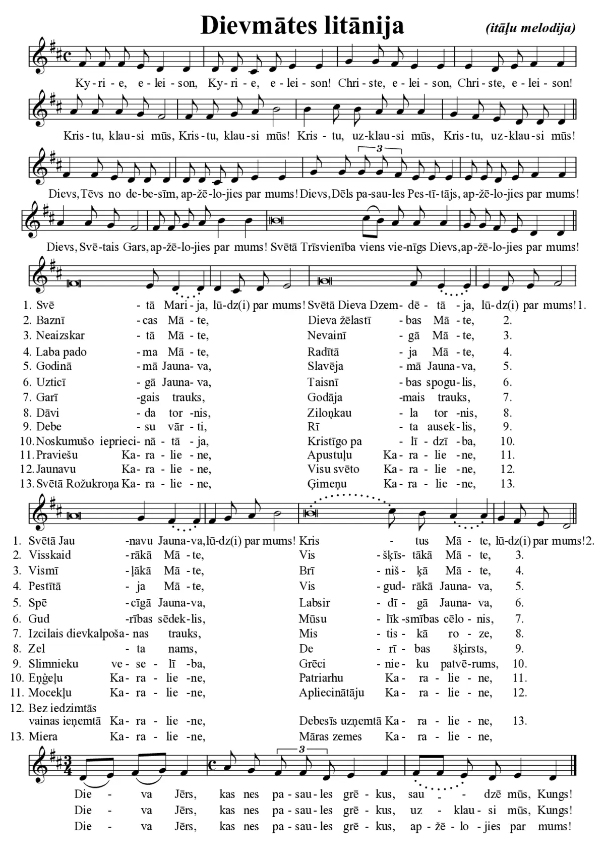 Dievmātes litānija (itāļu melodija) (Litanie alla Madonna) - Page 1