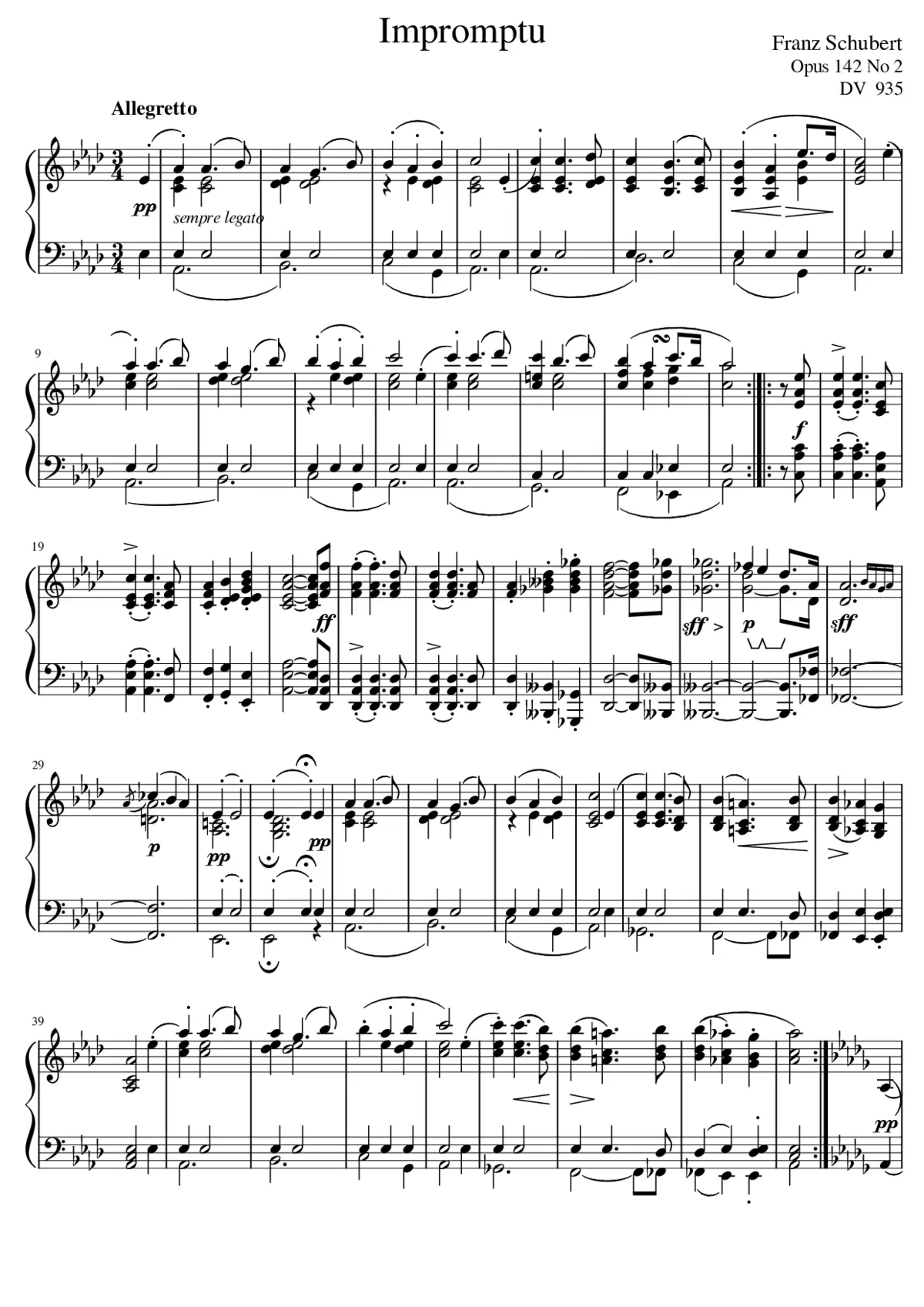 Schubert Impromptu Op. 142 No. 2 - Page 1