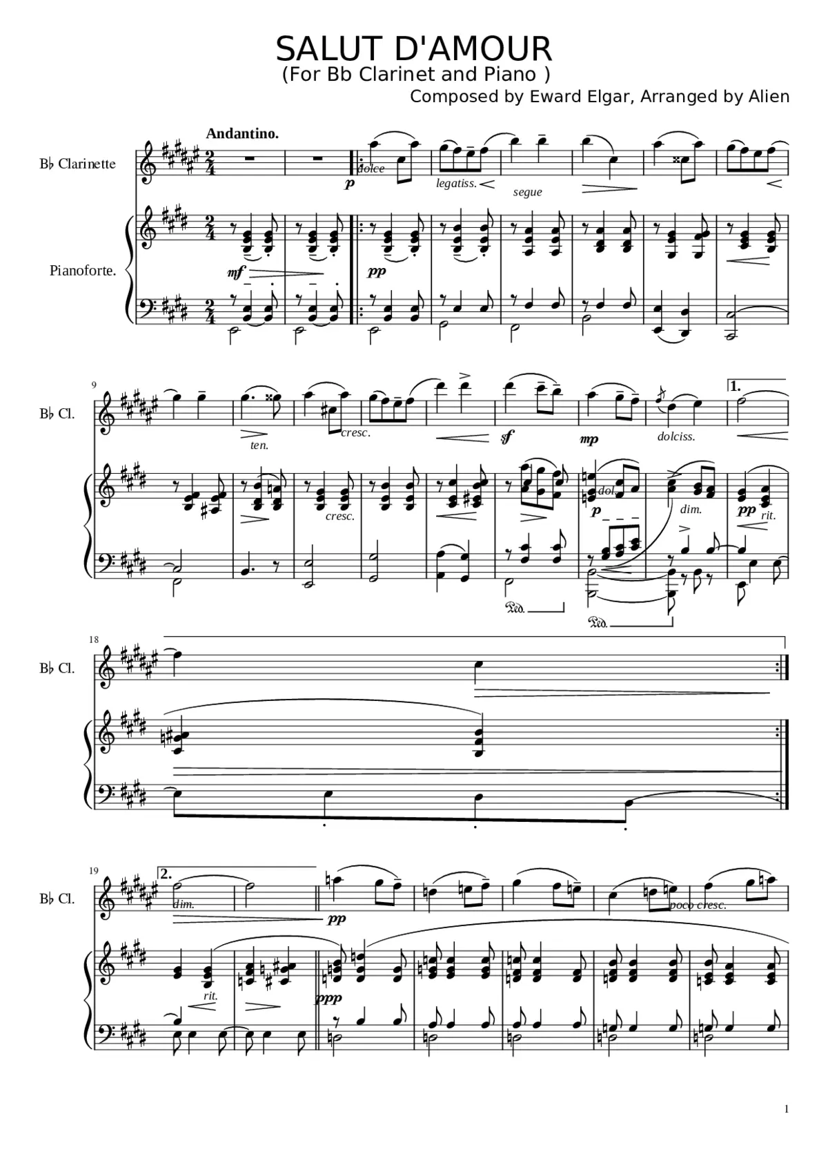 Salut d'amour Op.12 - Page 1