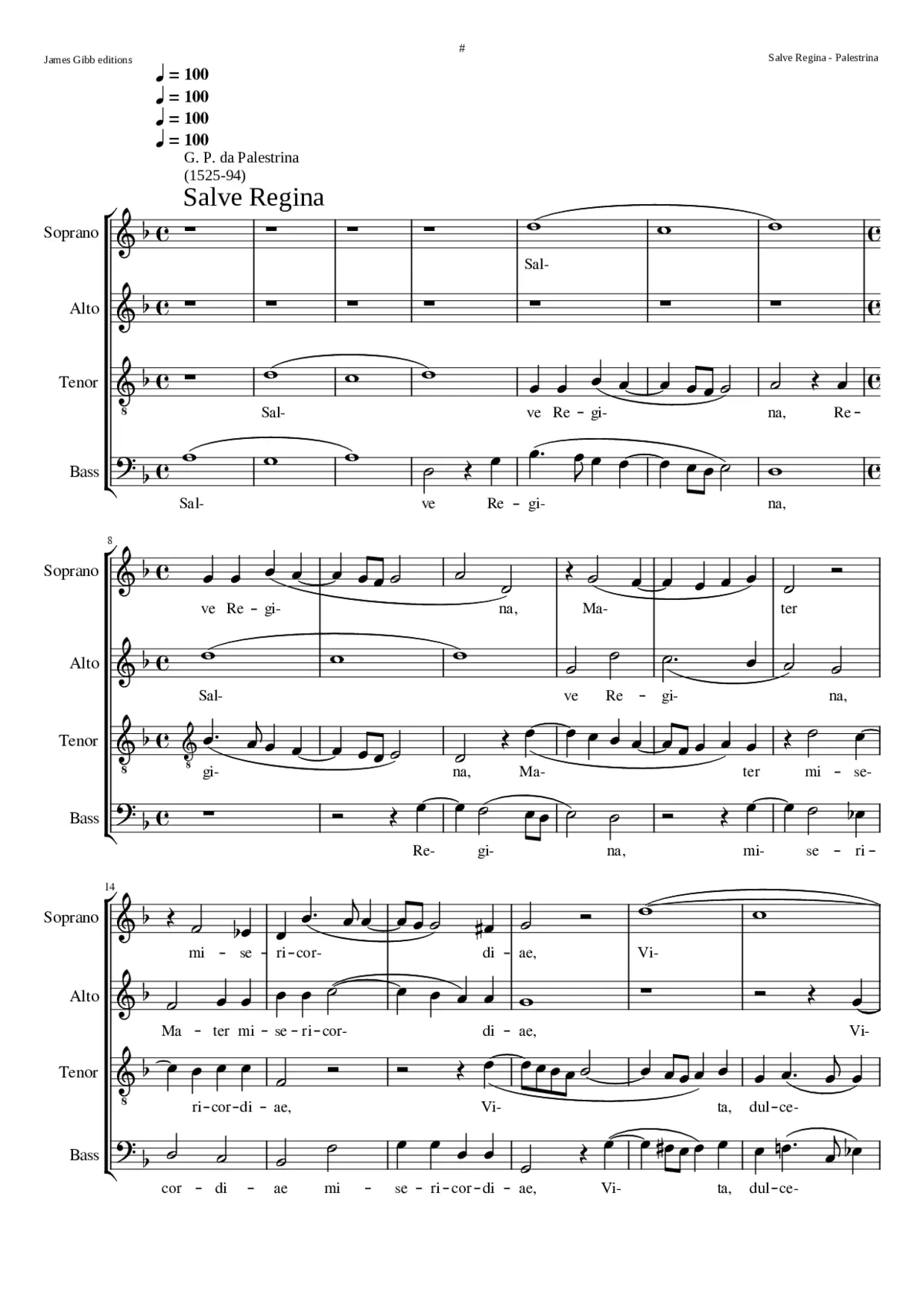 Salve Regina (2nda parte Eja ergo) (Other Salve Regina settings for 5 6 8 &amp; 12 vv. are listed on the textpage) - Page 1