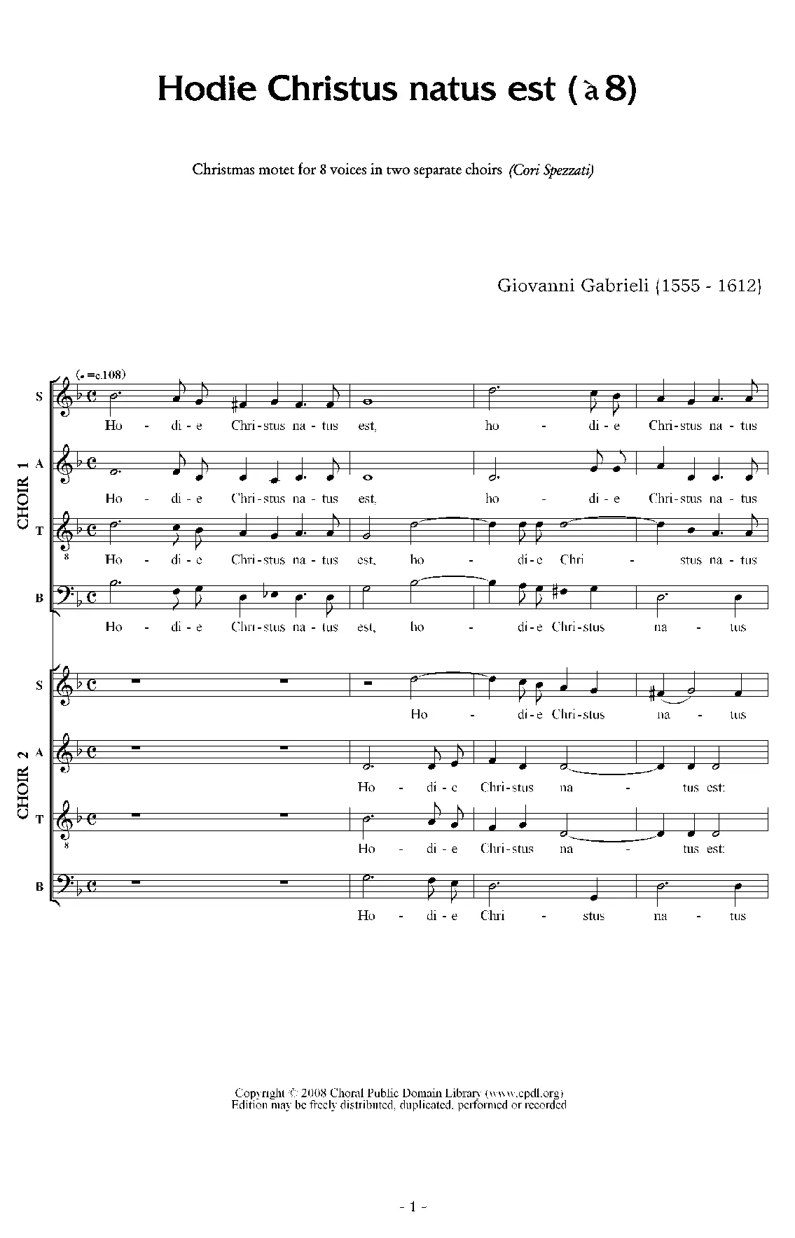 Hodie Christus natus est a 8 - Page 1
