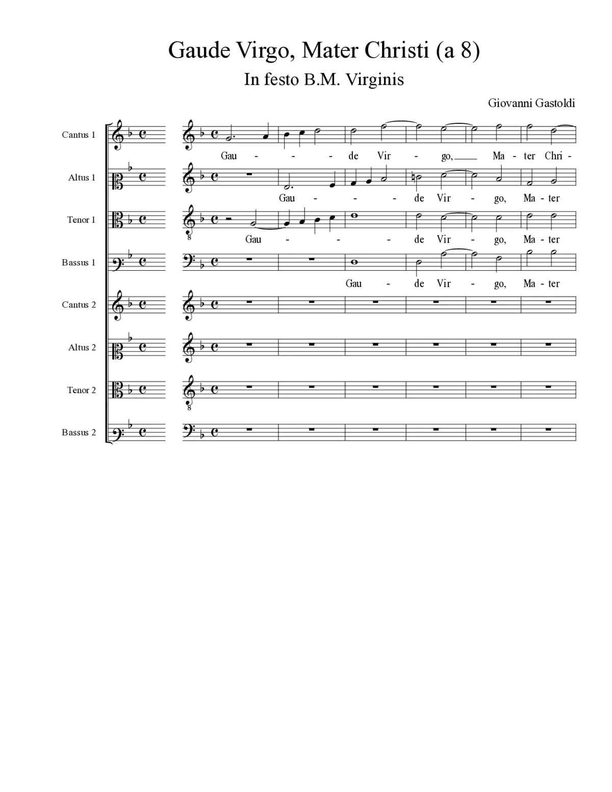 Gaude Virgo, Mater Christi (a 8) - Page 1