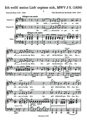 Ich wollt’, meine Lieb’ ergösse sich, MWV J 5