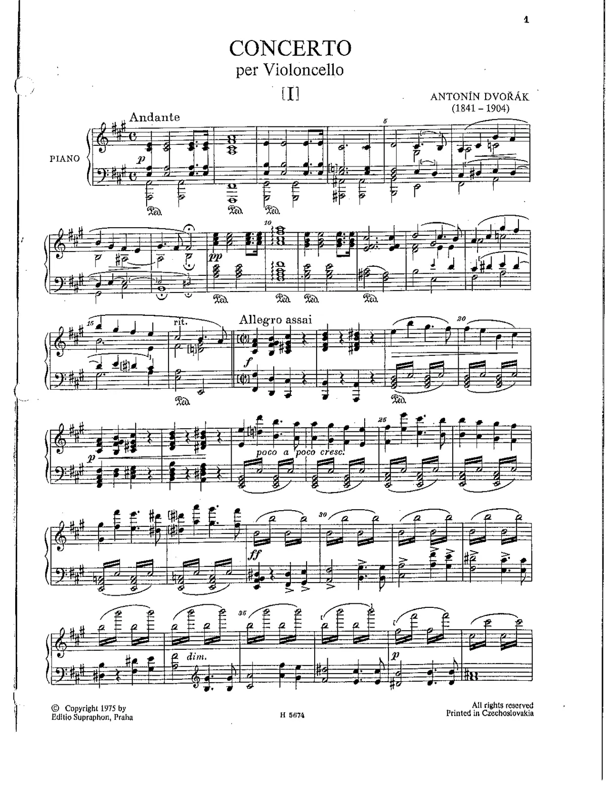 Cello Concerto in A major - Page 1