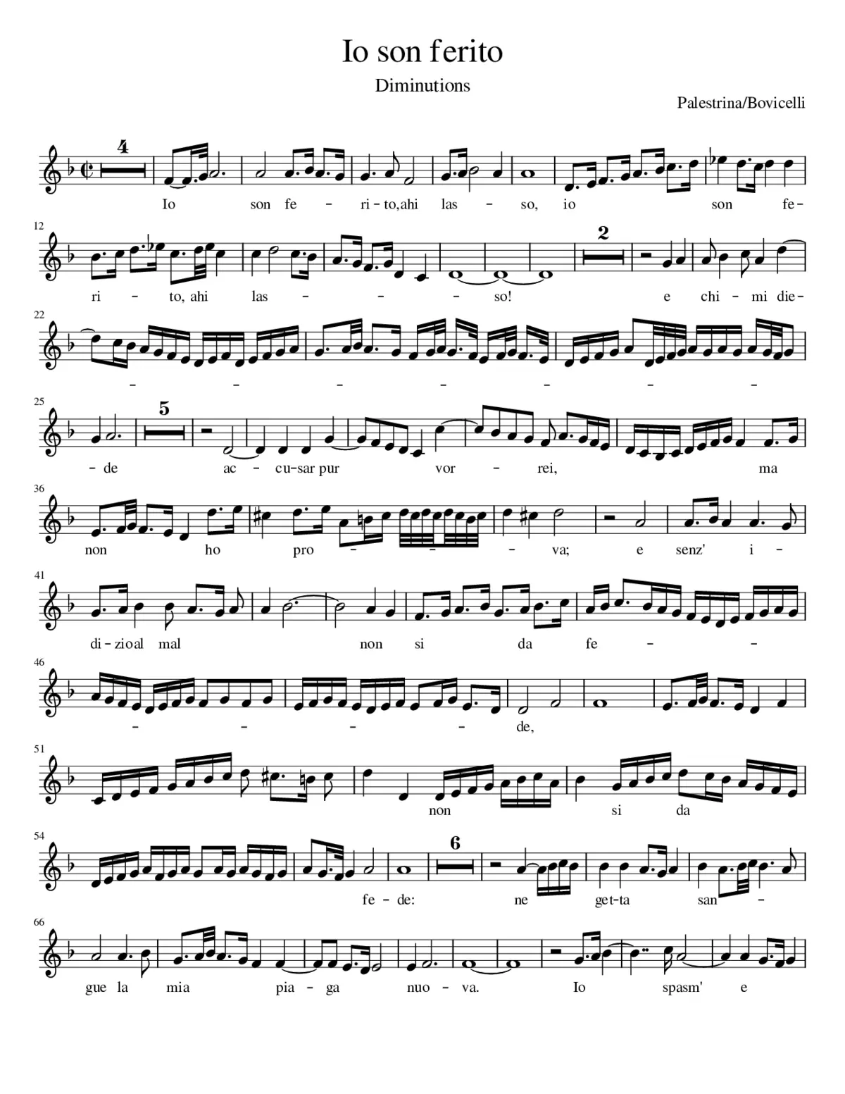 Io son ferito - Giovanni Pierluigi da Palestrina - Page 1