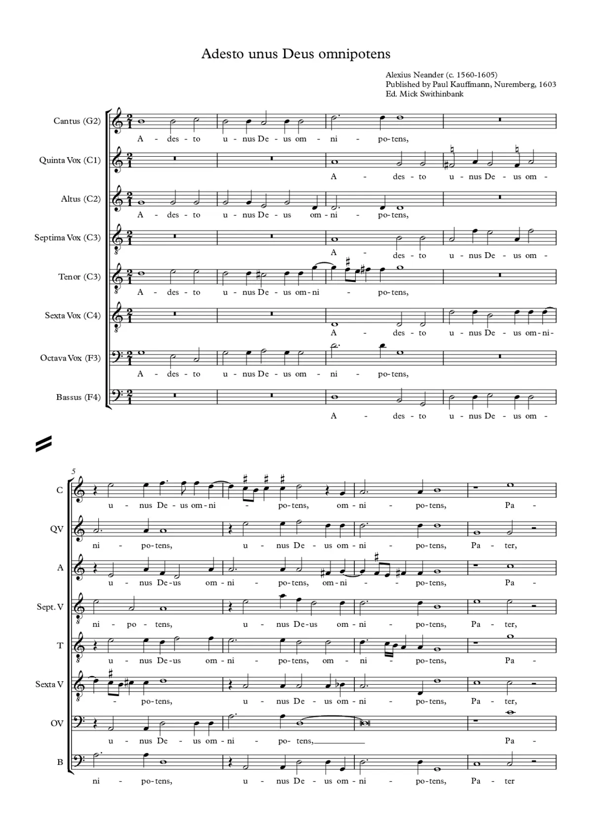 Adesto unus Deus omnipotens - Page 1