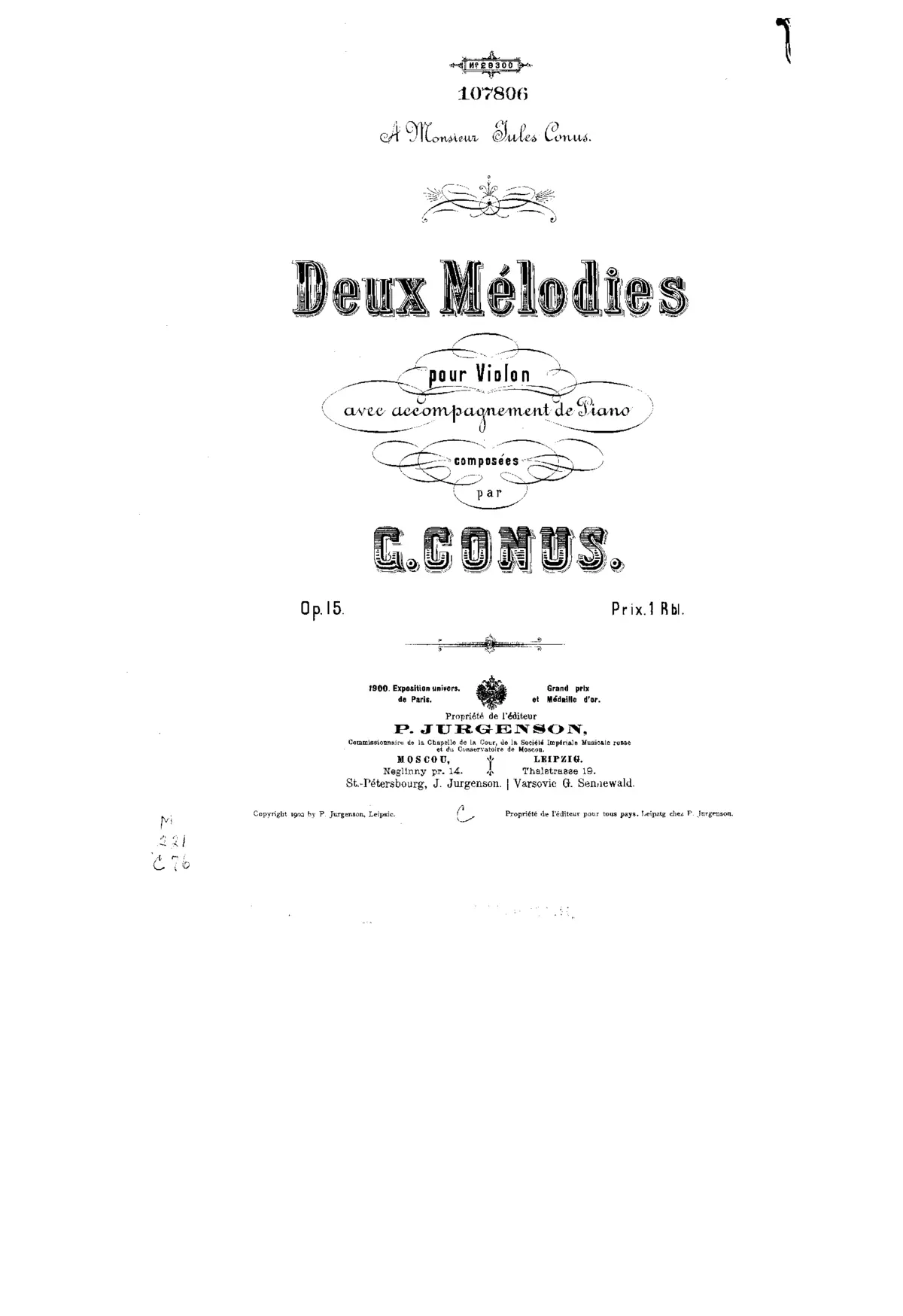 2 Melodies for Violin and Piano - Page 1