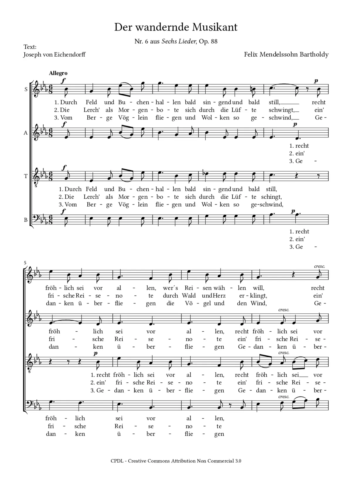 Der wandernde Musikant, Op. 88, No. 6 - Page 1