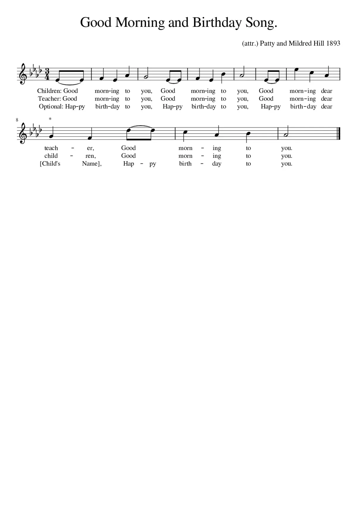 Good Morning and Birthday Song. - Page 1