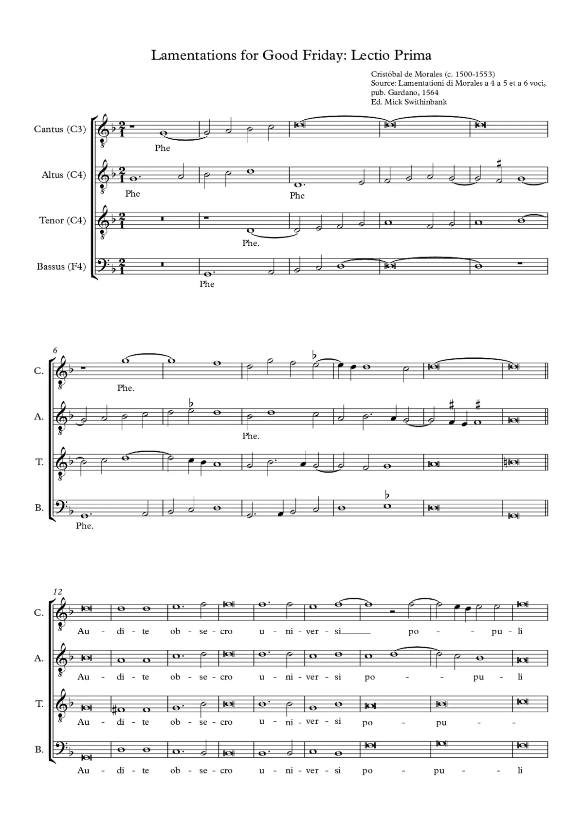 Lamentations for Good Friday, Lesson 1 - Page 1