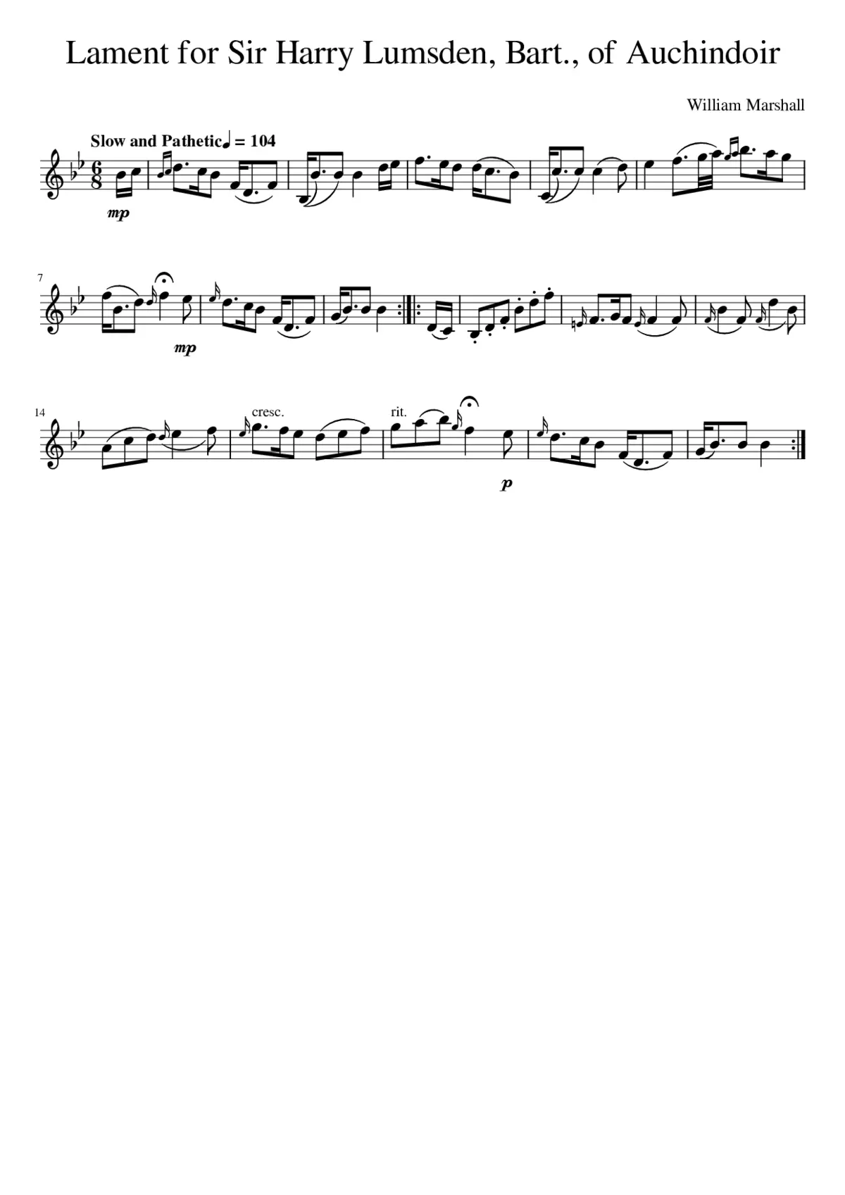 Lament for Sir Harry Lumsden Bart. of Auchindoir - Page 1