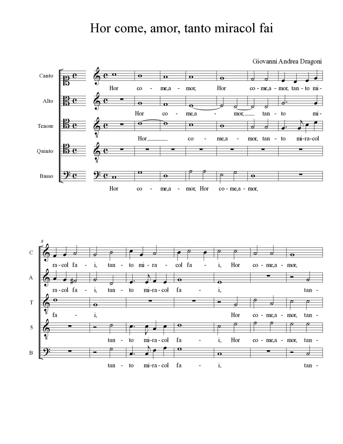 Hor come, amor, tanto miracol fai - Page 1