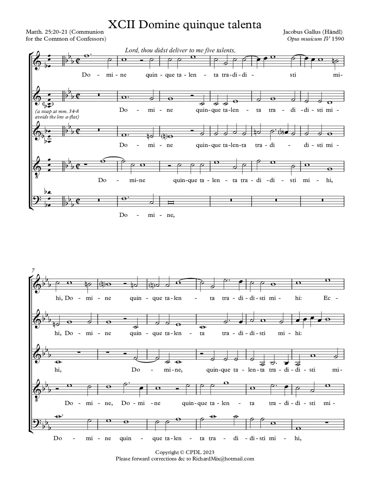 Domine quinque talenta a 5 - Page 1