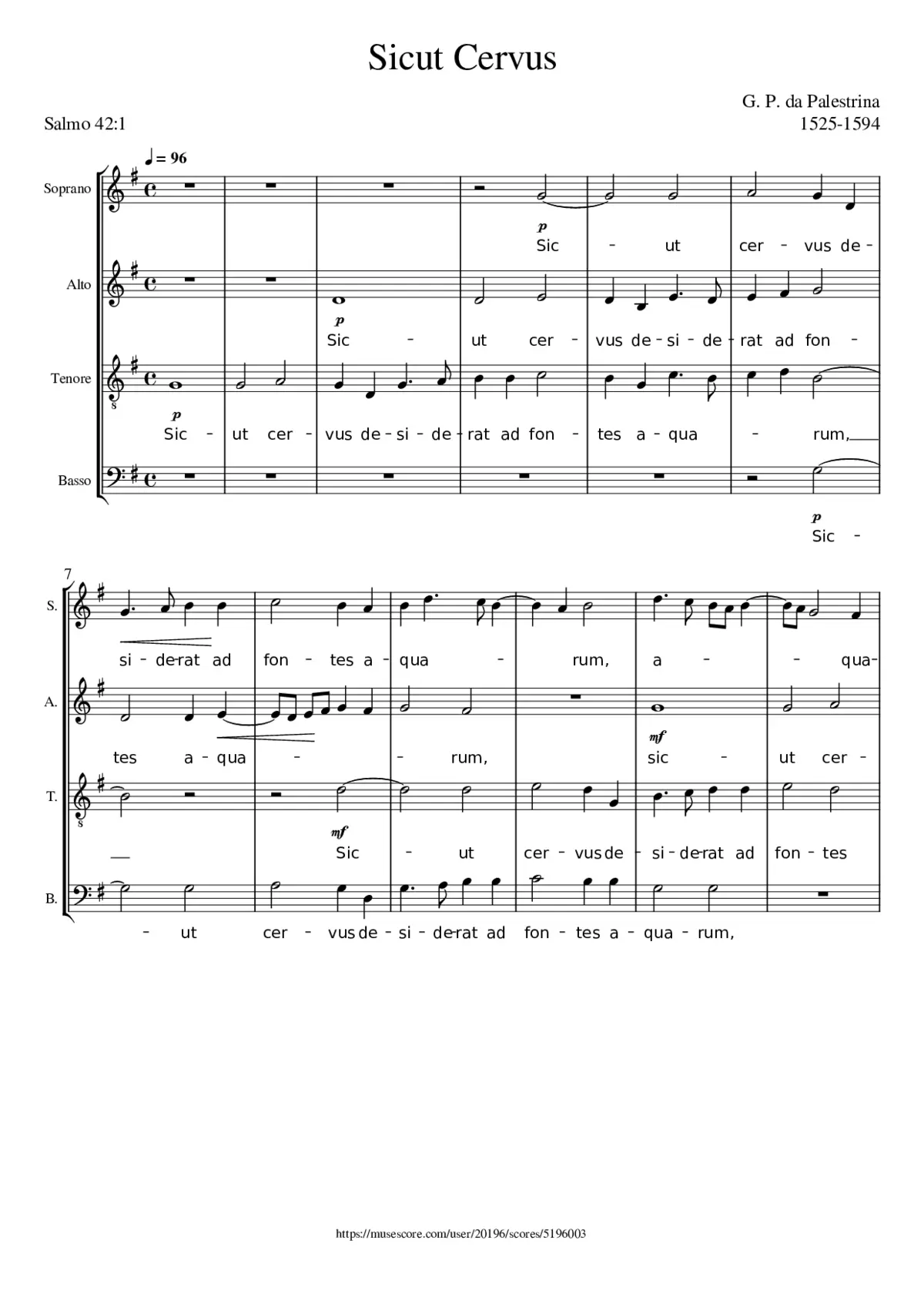 Sicut Cervus (in sol maggiore) - Page 1