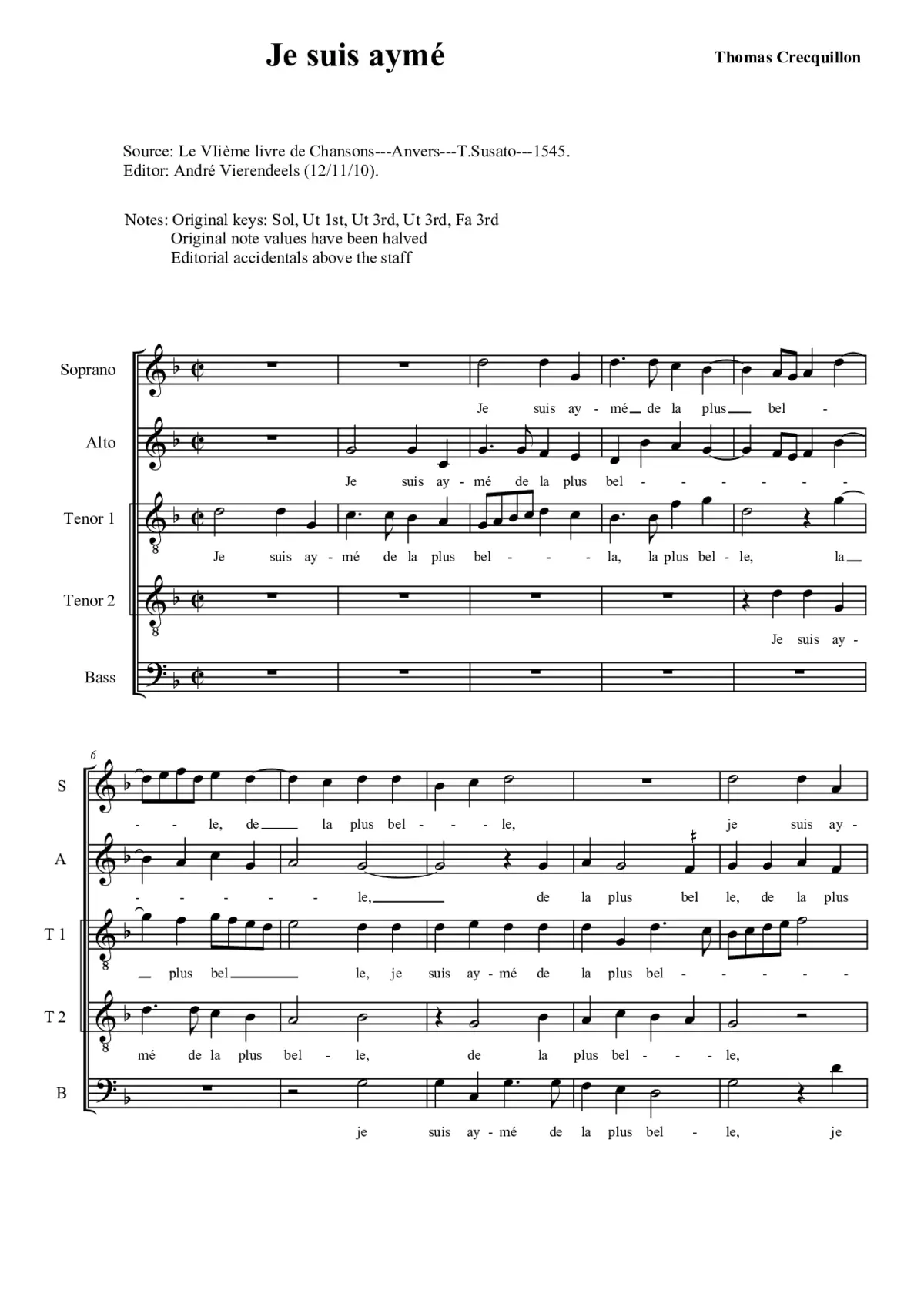 Je suis aymé de la plus belle - Page 1
