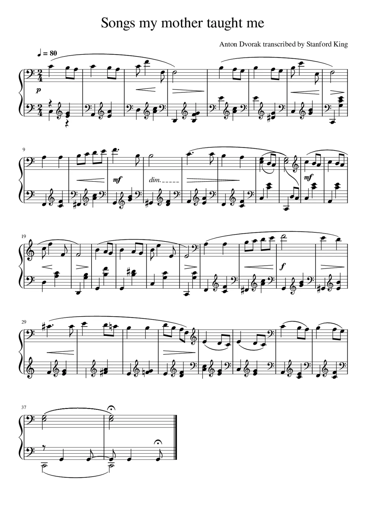 Songs my mother taught me - A. Dvorak - Page 1