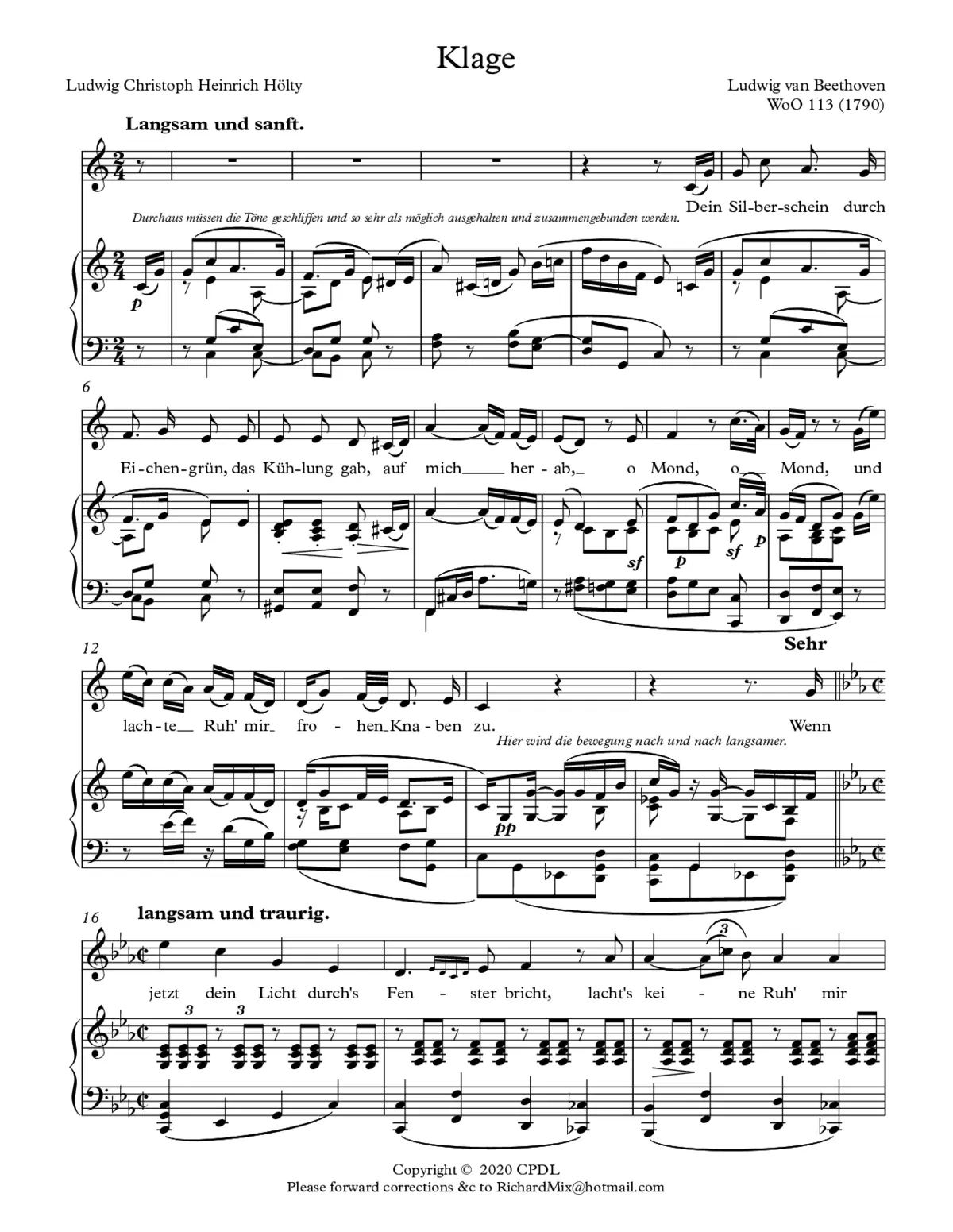 Klage, WoO 113 - Page 1