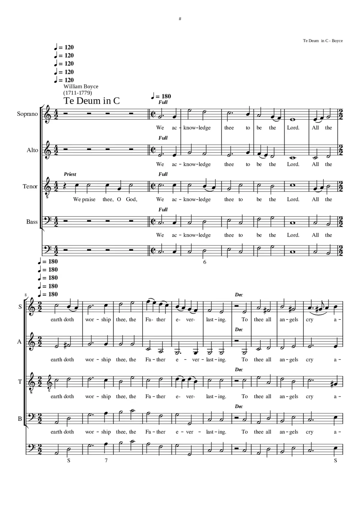 Te Deum and Jubilate in C - Page 1