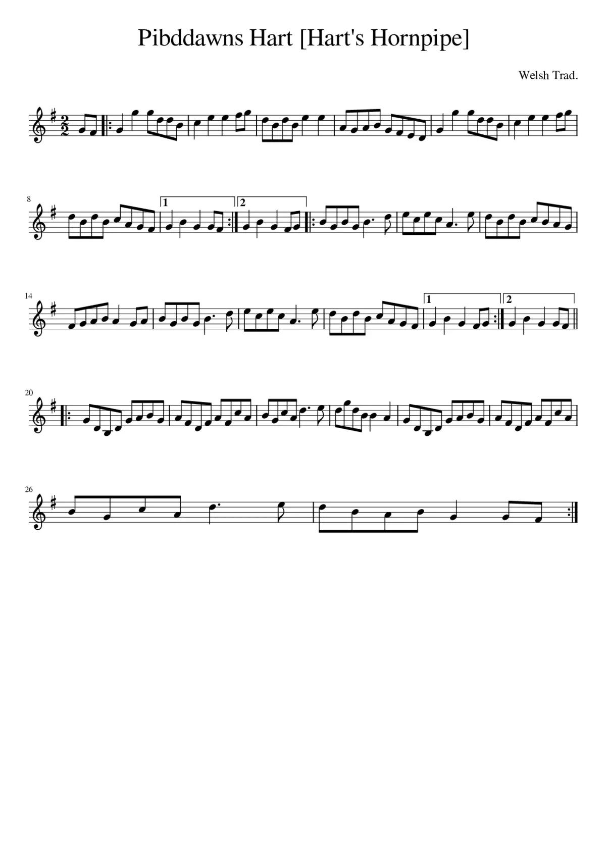 Pibddawns Hart [Hart's Hornpipe] - Page 1