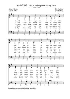 Lord, it belongs not to my care