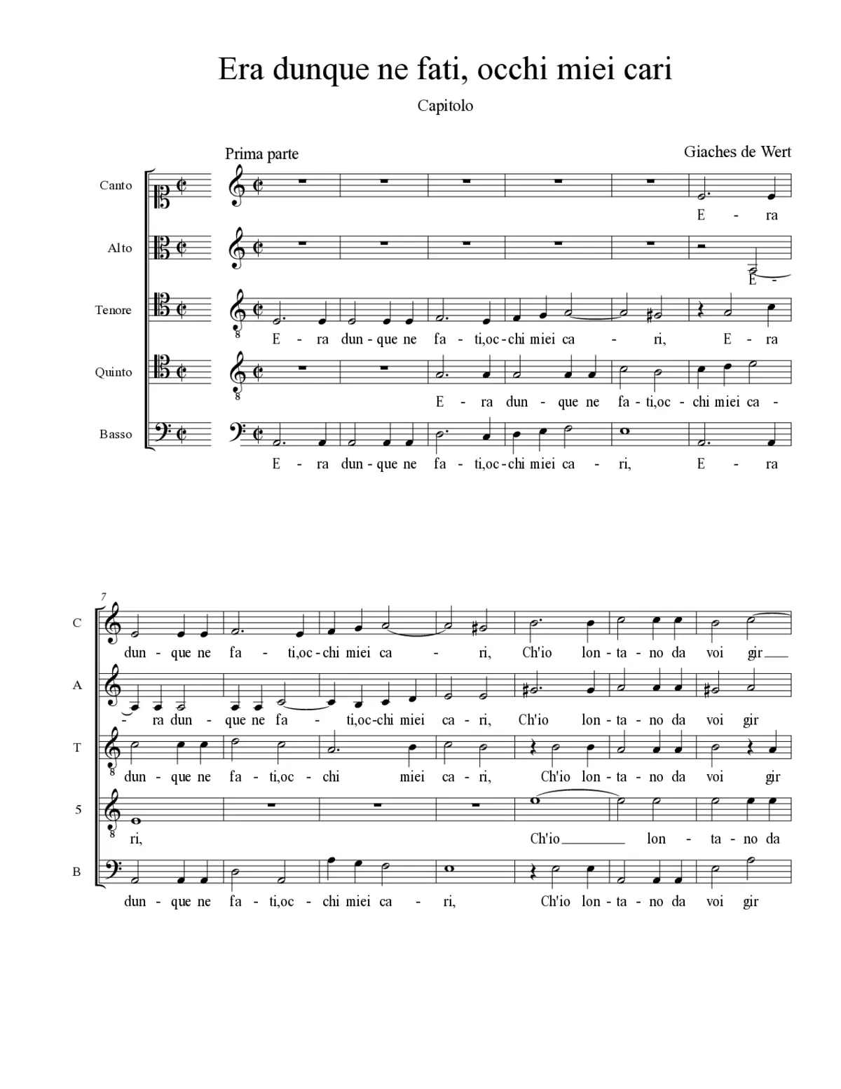 Era dunque ne fati, occhi miei cari - Page 1