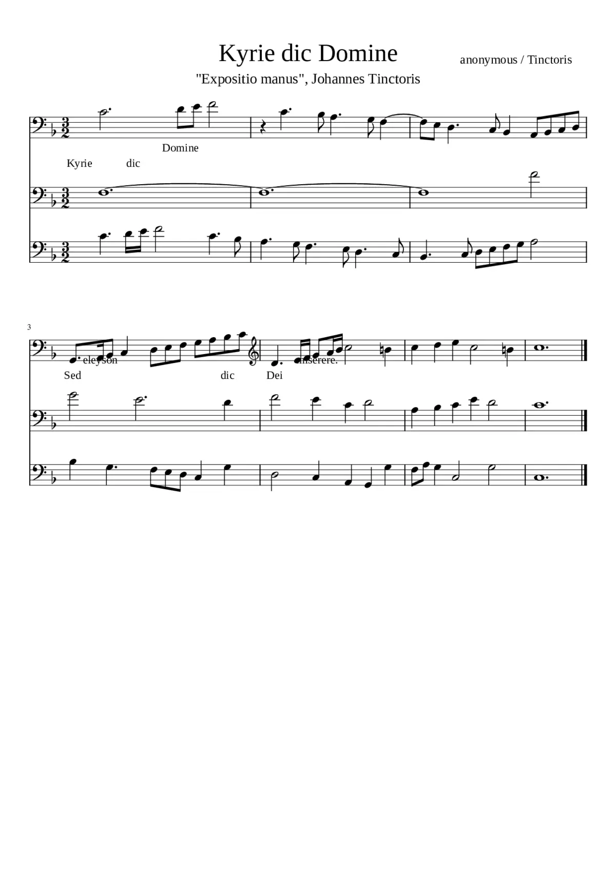 Kyrie dic Domine (anon./Johannes Tinctoris) - Page 1