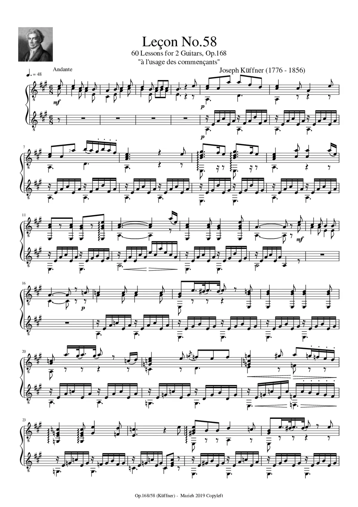 60 Lessons for 2 Guitars Op.168 - Page 1