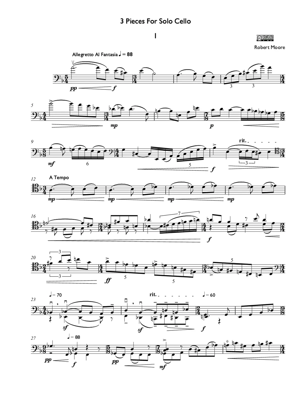 3 Pieces For Solo Cello - Page 1
