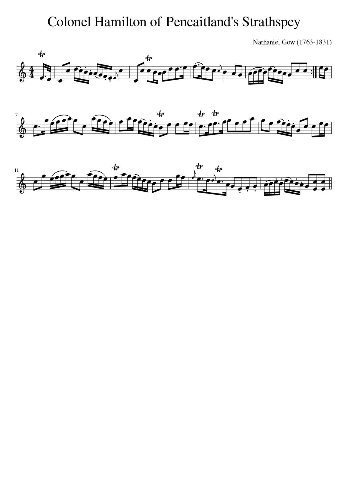 Colonel Hamilton of Pencaitland's Strathspey - Page 1